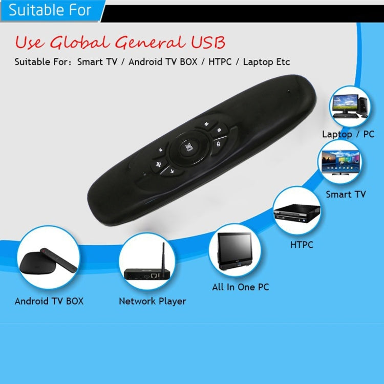 C120 T10 Fly Air Mouse 2.4GHz Rechargeable Wireless Keyboard Remote Control for Android TV Box / PC