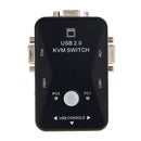 KVM-21UA 2 Ports USB KVM Switch Box with Control Button for PC Keyboard Mouse Monitor(Black)