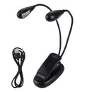 2 Arm LED Book Light, Dual Arms Clip On LED Light For Reading Camping Hiking(Black)