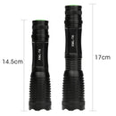 LT-QT CREE XM-L T6 White Light LED Flashlight, 5-Mode 1800 LM Adjustable Focus Flashlight(Black)