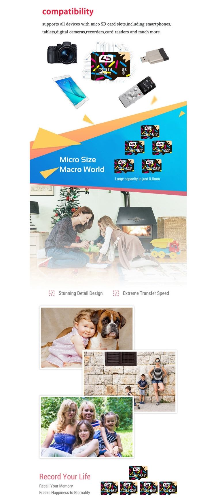 LD 128GB High Speed Class 10 TF/Micro SDXC UHS-1(U1) Memory Card