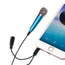 3.5mm Male + 3.5mm Female Ports Mini Household Mobile Phone Sing Song Metal Condenser Microphone, Compatible with IOS / Android System(Blue)