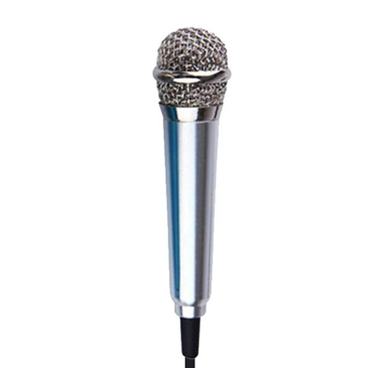 3.5mm Male + 3.5mm Female Ports Mini Household Mobile Phone Sing Song Metal Condenser Microphone, Compatible with IOS / Android System(Silver)