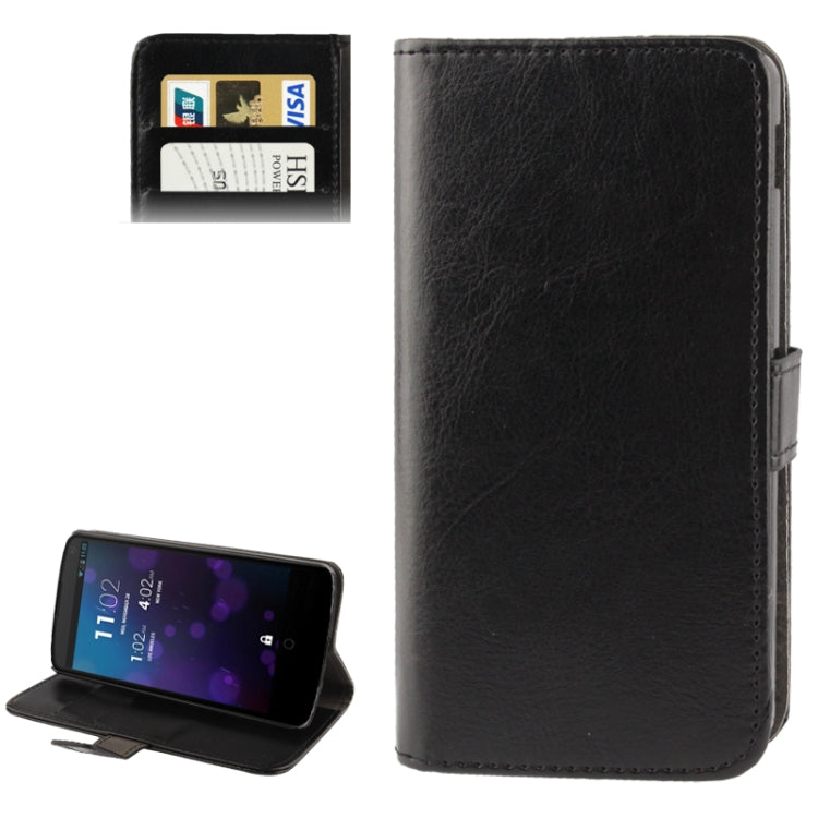 Crazy Horse Texture Leather Case with Credit Card Slot & Holder for Google Nexus 5 (Black)