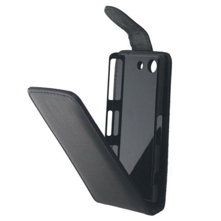 Vertical Flip Magnetic Snap Leather Case for Sony Xperia Z3 Compact / D5803(Black)