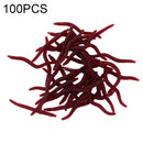 100 PCS Artificial Earthworm Fishing Lures Soft Silicone Worms Fishing Bait(Dark Red)
