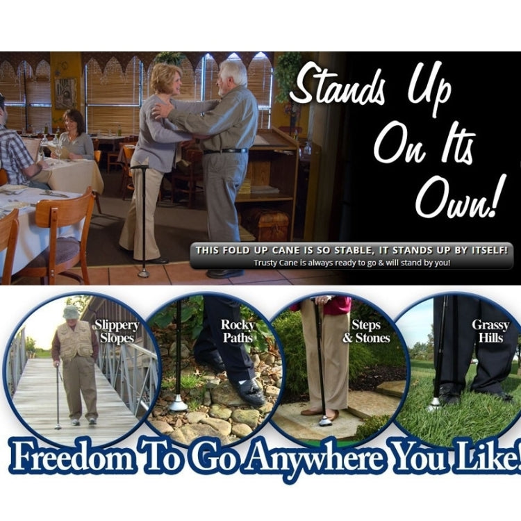 Ultra-light Handle Dependable Walking Magic Foldable Trusty Cane with Built-in Light