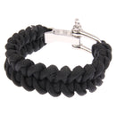 Multi-functional Nylon Braided Survival Bracelets with Adjustable Stainless Steel Shackle(Black)