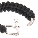Multi-functional Nylon Braided Survival Bracelets with Adjustable Stainless Steel Shackle(Black)