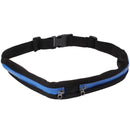 Sports Waterproof Elastic Waist Bag Two Pockets Fanny Pack Zip Pouch(Blue)