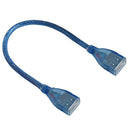 USB 2.0 Type A Female to Female AF/AF Cable, Length: 30cm(Blue)