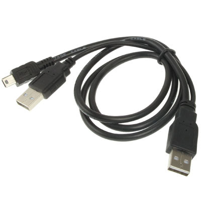 2 in 1 USB 2.0 Male to Mini 5pin Male + USB Male Cable, Length: 80 cm(Black)