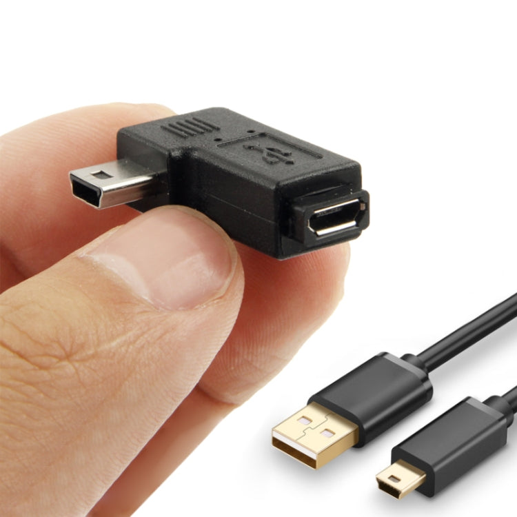 90 Degree Micro USB to Mini USB Adapter(Black)