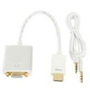 22cm Full HD 1080P 19 Pin HDMI Male to VGA Female Video Adapter Cable with Audio Cable