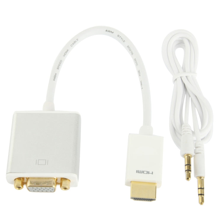 22cm Full HD 1080P 19 Pin HDMI Male to VGA Female Video Adapter Cable with Audio Cable