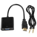 24cm Full HD 1080P HDMI to VGA + Audio Output Cable for Computer / DVD / Digital Set-top Box / Laptop / Mobile Phone / Media Player(Black)