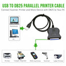 USB 2.0 to DB25 25 Pin Female Port Print Converter Cable(Black)
