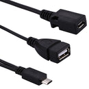 USB 2.0 Micro-B Male to USB 2.0 Micro-B Female Male & USB 2.0 Female Y Splitter OTG Cable, Length: 19 / 30cm(Black)