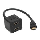 30cm HDMI Splitter Adapter Y Verteiler Stecker mit 2 Kupplung Gel (Gold Plated)(Black)