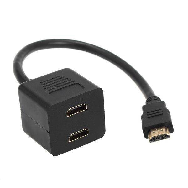 30cm HDMI Splitter Adapter Y Verteiler Stecker mit 2 Kupplung Gel (Gold Plated)(Black)