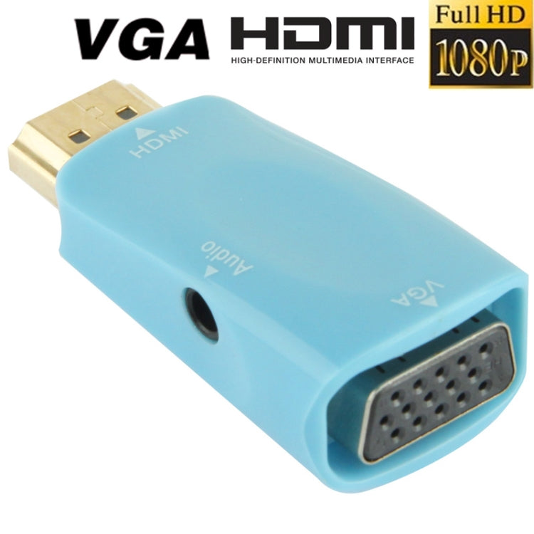Full HD 1080P HDMI to VGA and Audio Adapter for HDTV / Monitor / Projector(Blue)