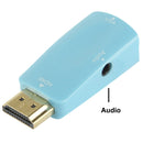 Full HD 1080P HDMI to VGA and Audio Adapter for HDTV / Monitor / Projector(Blue)