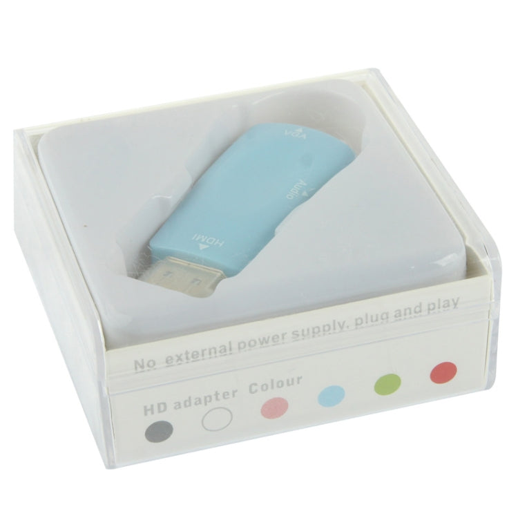 Full HD 1080P HDMI to VGA and Audio Adapter for HDTV / Monitor / Projector(Blue)