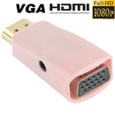 Full HD 1080P HDMI to VGA and Audio Adapter for HDTV / Monitor / Projector(Pink)