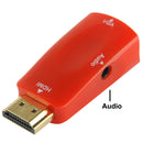 Full HD 1080P HDMI to VGA and Audio Adapter for HDTV / Monitor / Projector(Red)