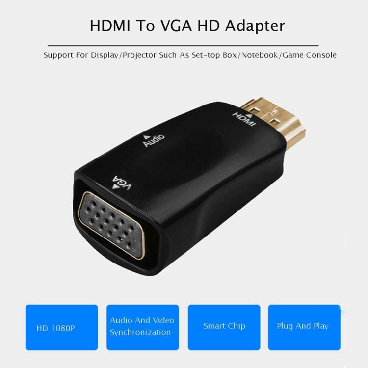 Full HD 1080P HDMI to VGA and Audio Adapter for HDTV / Monitor / Projector(Black)