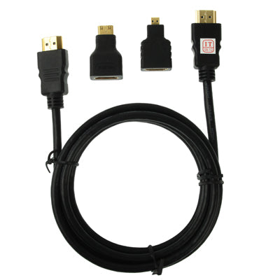3 in 1 Full HD 1080P HDMI Cable Adaptor Kit (1.5m HDMI Cable + HDMI to Mini HDMI Adaptor + HDMI to Micro HDMI Adaptor)