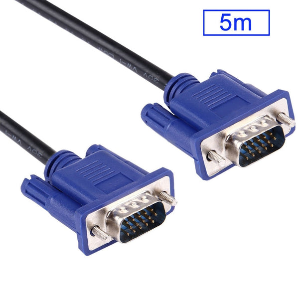 5m High Quality VGA 15Pin Male to VGA 15Pin Male Cable for LCD Monitor / Projector(Black)