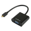 22cm Full HD 1080P Micro HDMI Male to VGA Female Video Adapter Cable with Audio Cable(Black)