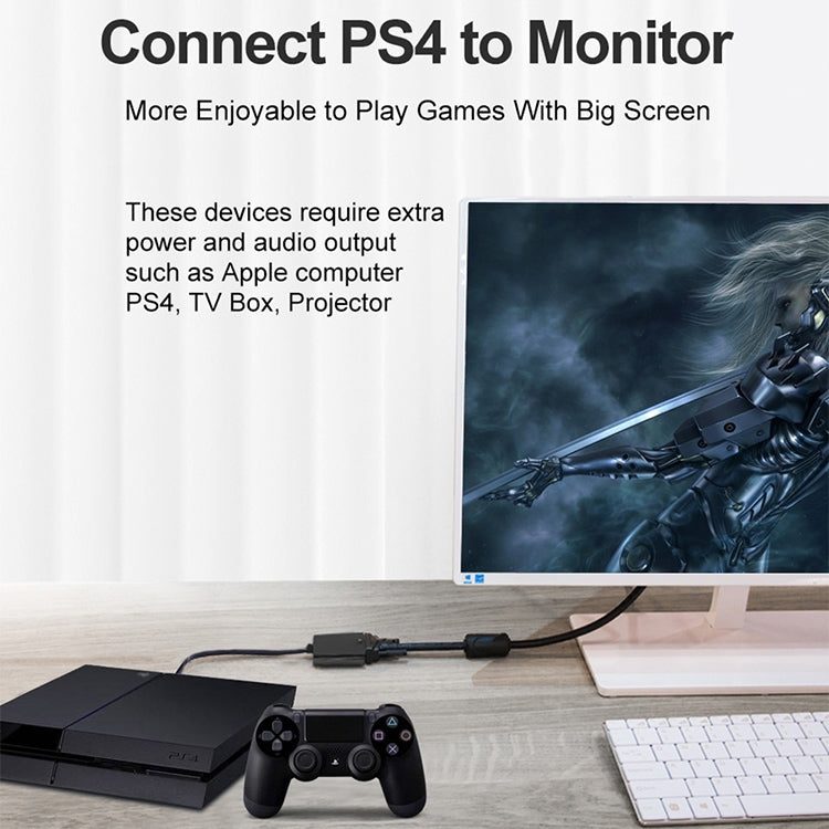 22cm Full HD 1080P Micro HDMI Male to VGA Female Video Adapter Cable with Audio Cable(Black)