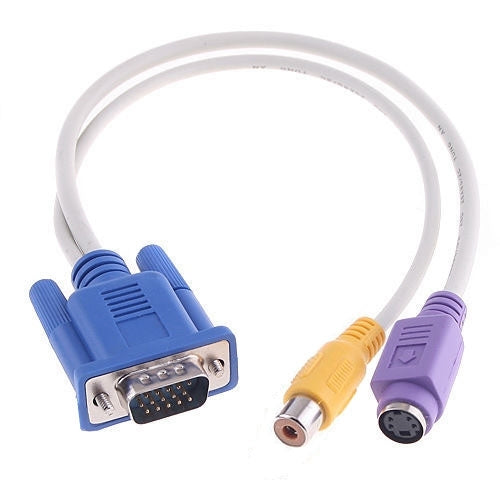 VGA Video Card to S-Video and RCA TV Display Adapter Cable
