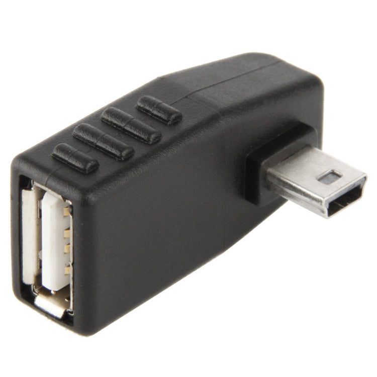 Mini USB Male to USB 2.0 AF Adapter with 90 Degree Right Angled, Support OTG Function(Black)