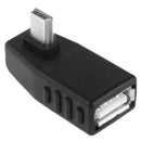 Mini USB Male to USB 2.0 AF Adapter with 90 Degree Left Angled, Support OTG Function(Black)