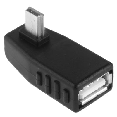 Mini USB Male to USB 2.0 AF Adapter with 90 Degree Left Angled, Support OTG Function(Black)