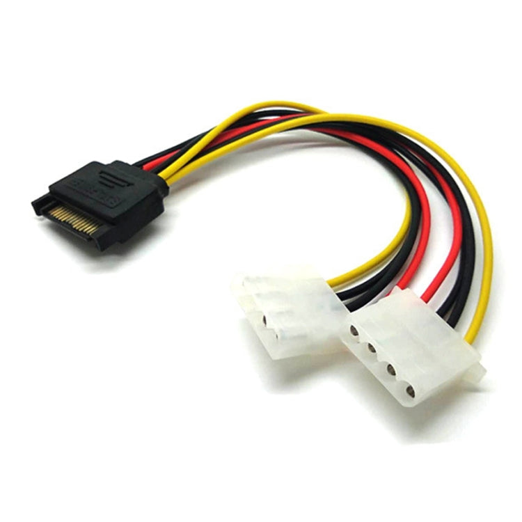 15 Pin to 2 x 4 Pin SATA Power Molex Power Y-Cable, Length: 15.2cm