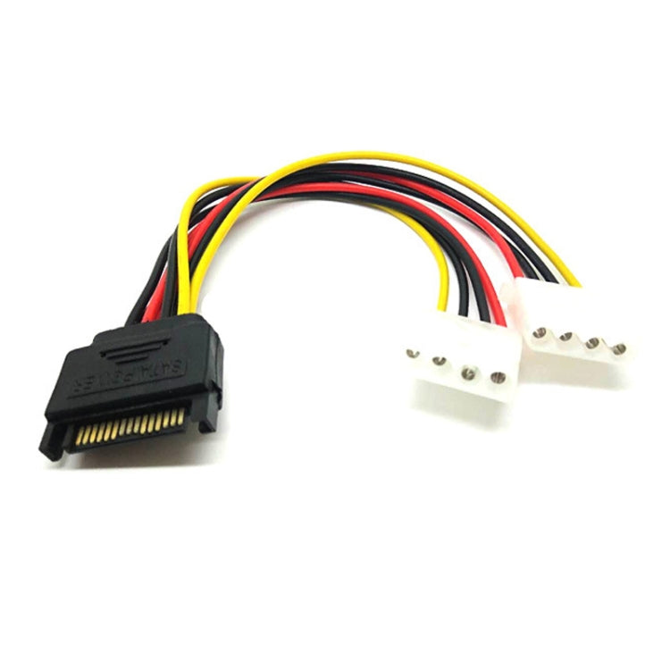 15 Pin to 2 x 4 Pin SATA Power Molex Power Y-Cable, Length: 15.2cm