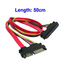 15 + 7 Pin Serial ATA Male to Female Data Power Extension Cable for SATA HDD, Length: 50cm