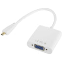 22cm Full HD 1080P Micro HDMI Male to VGA Female Video Adapter Cable with Audio Cable(White)