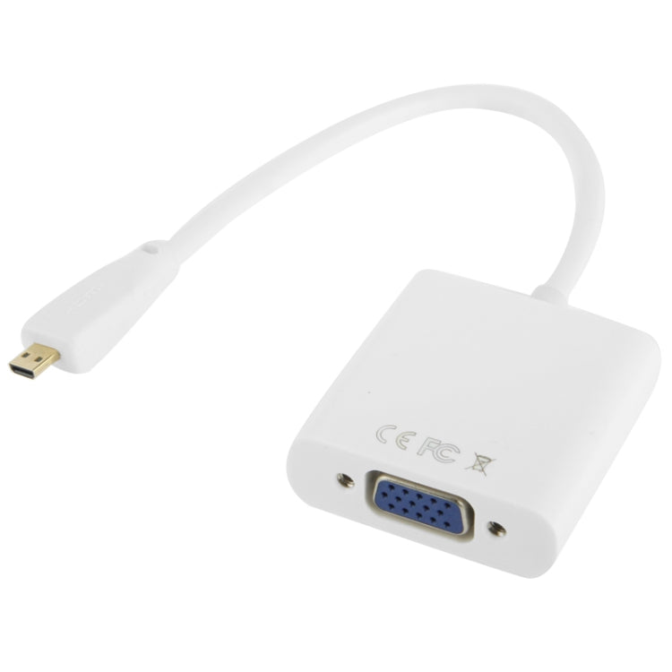 22cm Full HD 1080P Micro HDMI Male to VGA Female Video Adapter Cable with Audio Cable(White)