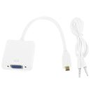22cm Full HD 1080P Micro HDMI Male to VGA Female Video Adapter Cable with Audio Cable(White)