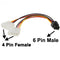 6 Pin Male to 2 x 4 Pin Female Power Cable, Length: 17.5cm