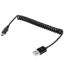 Mini 5-pin USB to USB 2.0 AM Coiled Cable / Spring Cable, Length: 25cm (can be extended up to 80cm)(Black)
