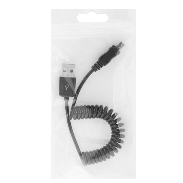 Mini 5-pin USB to USB 2.0 AM Coiled Cable / Spring Cable, Length: 25cm (can be extended up to 80cm)(Black)