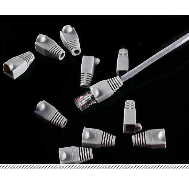 Network Cable Boots Cap Cover for RJ45, Grey (100 pcs in one packaging , the price is for 100 pcs)(Grey)