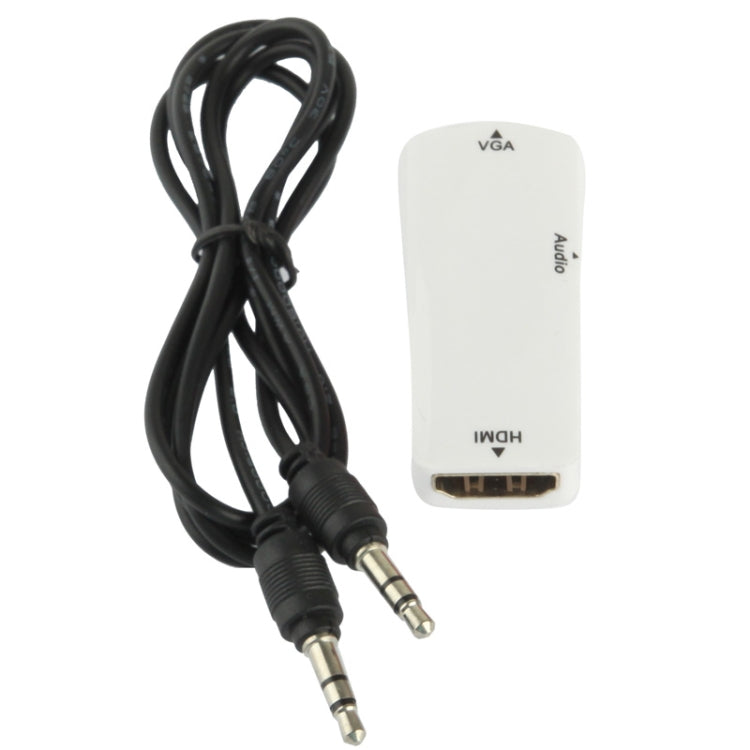 Full HD 1080P HDMI Female to VGA and Audio Adapter for HDTV / Monitor / Projector(White)