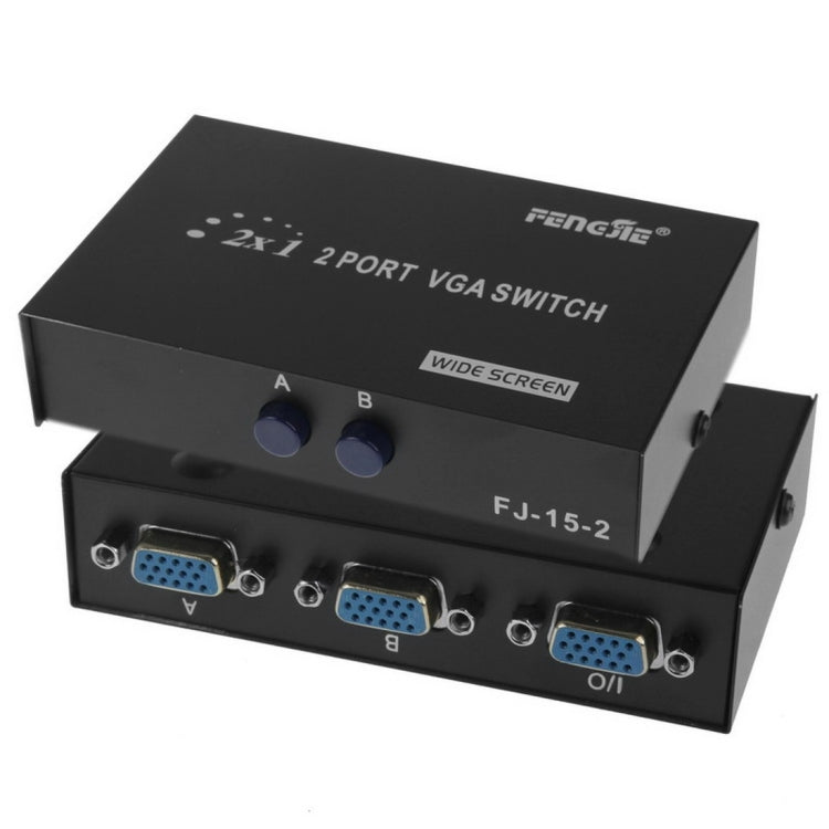 2 Port VGA Switch Box, 2 In 1 Out For LCD PC TV Monitor - HD15 (FJ-15-2C)(Black)